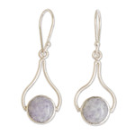 Jade dangle earrings, 'Mixco Renaissance in Lilac' - Teardrop Dangle Earrings with Lilac Jade from Guatemala