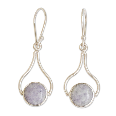 Jade dangle earrings, 'Mixco Renaissance in Lilac' - Teardrop Dangle Earrings with Lilac Jade from Guatemala