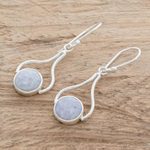 Jade dangle earrings, 'Mixco Renaissance in Lilac' - Teardrop Dangle Earrings with Lilac Jade from Guatemala