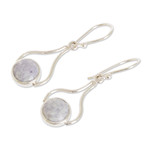 Jade dangle earrings, 'Mixco Renaissance in Lilac' - Teardrop Dangle Earrings with Lilac Jade from Guatemala