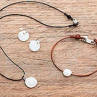 Fine silver and cultured pearl Jewellery set, 'Casual Beauty' (3 pieces) - Hand Crafted Fine Silver Jewellery Set