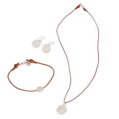 Leather and Fine Silver Jewelry Set