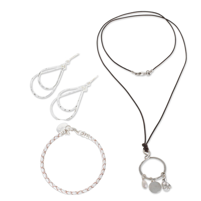 Cultured Pearl Accented Fine Silver Jewelry Set (3 Pieces)