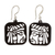 Reclaimed wood dangle earrings, 'Black Maya Mask' - Reclaimed Wood Mayan Face Earrings in Black from Mexico