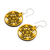 Reclaimed wood dangle earrings, 'Yellow Stellar Magic' - Reclaimed Wood Carved Star Earrings in Yellow from Mexico