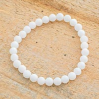 Featured review for Jade beaded stretch bracelet, White Whisper
