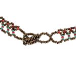 Beaded waterfall necklace, 'Symphony of Color in Bronze' - Beaded Statement Necklace in Bronze