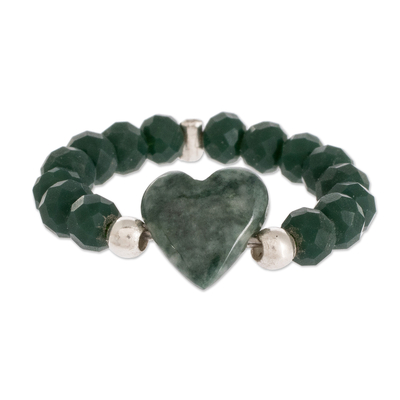 Green Beaded Jade Ring