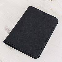 Leather passport holder, 'Travel the World in Black' - Hand Crafted Leather Passport Holder