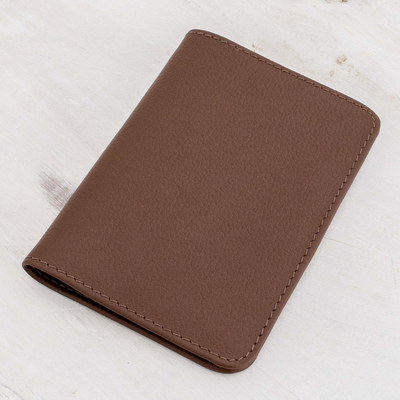 Leather passport holder, 'Travel the World in Brown' - Brown Leather Passport Holder