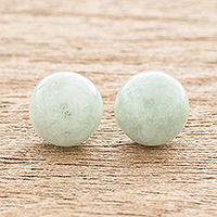 Jade stud earrings, 'Serene Style in Green' - Light Green Jade Stud Earrings
