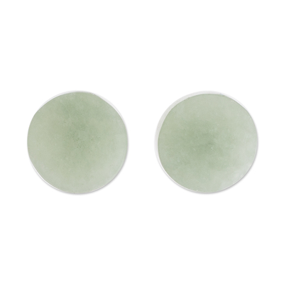 Jade stud earrings, 'Serene Wisdom' - Light Green Jade Stud Earrings