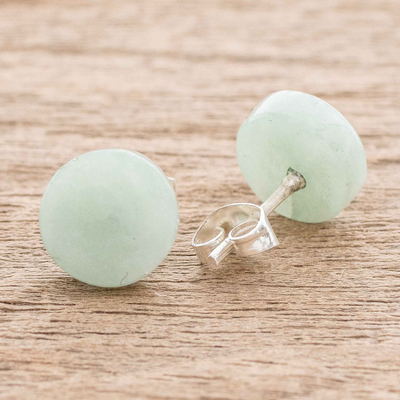 Jade stud earrings, 'Serene Wisdom' - Light Green Jade Stud Earrings