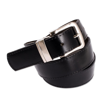 Men's reversible leather belt, 'Advocate in Olive' - Green and Black Reversible Men's Belt