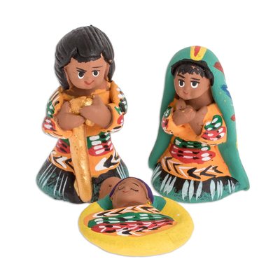 Ceramic nativity scene, 'Petite Nativity' (3 pieces) - Handmade Nativity Scene (3 Pieces)