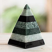 Jade sculpture, 'Healing Pyramid' - Handmade Jade Pyramid