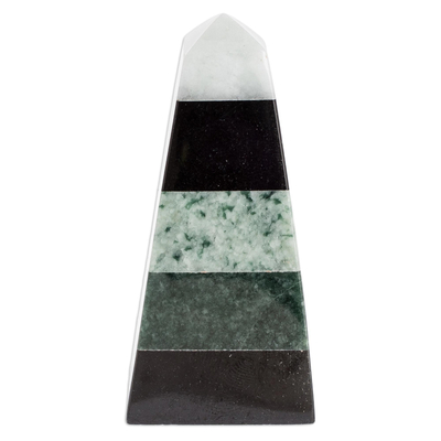 Escultura de jade - Obelisco de jade multicolor