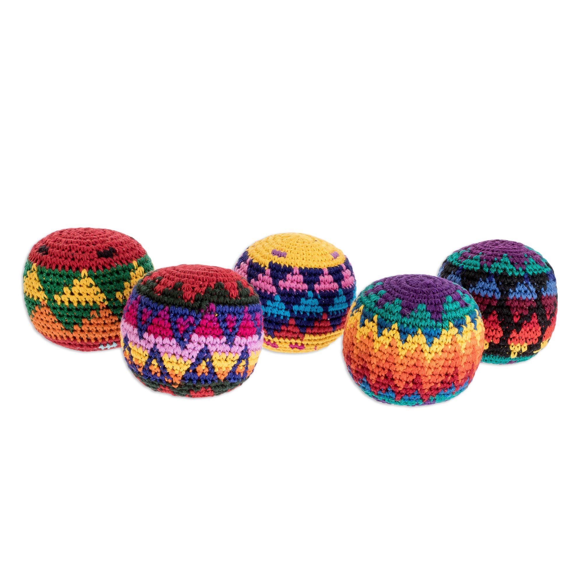 Crocheted Cotton Hacky Sacks (Set of 5) Freestyle NOVICA
