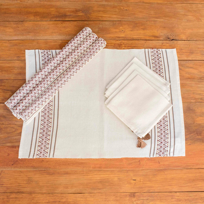 Cotton placemats and napkins, Peten Volcanoes (set for 4)