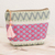Cotton cosmetic bag, 'Flower Frieze' - Handloomed Cotton Cosmetic Bag (image 2) thumbail