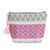 Cotton cosmetic bag, 'Flower Frieze' - Handloomed Cotton Cosmetic Bag thumbail