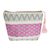 Cotton cosmetic bag, 'Flower Frieze' - Handloomed Cotton Cosmetic Bag (image 2c) thumbail