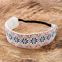Cotton headband, 'Diamond Frieze' - Handmade Pink and Blue Headband