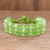 Beaded wristband bracelet, 'Kinship in Spring Green' - Hand-Beaded Lime Green Bracelet thumbail