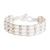 Beaded wristband bracelet, 'Kinship in White and Silver' - Handmade White Beaded Bracelet (image 2a) thumbail