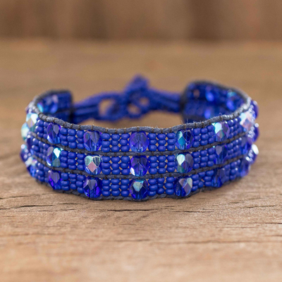 Beaded wristband bracelet, Kinship in Royal Blue