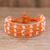 Beaded wristband bracelet, 'Kinship in Orange' - Artisan Crafted Orange Bead Bracelet thumbail