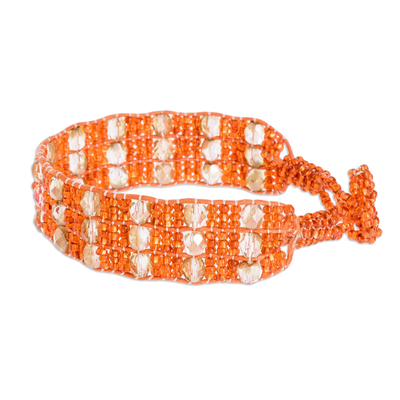 Perlenarmband - Handgefertigtes orangefarbenes Perlenarmband