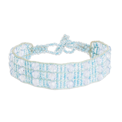 Light Blue Beaded Wristband Bracelet