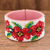 Beaded leather cuff bracelet, 'Flowers of Spring' - Handmade Floral Bead Cuff Bracelet thumbail