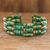 Recycled paper beaded cuff bracelet, 'Nature of Life in Green' - Green Recycled Paper and Glass Bead Bracelet (image 2) thumbail