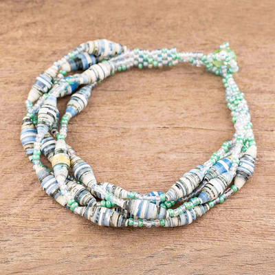 Recycled paper beaded bracelet, Bonds of Friendship in Mint