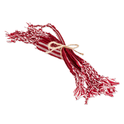 Cotton friendship bracelets, 'Celebration in Red' (Set of 12) - Hand Woven Red Bracelets (Set of 12) from Guatemala