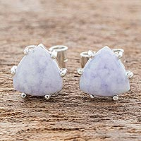 Jade stud earrings, 'Trillium in Lilac' - Triangular Lilac Jade Earrings