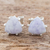 Jade stud earrings, 'Trillium in Lilac' - Triangular Lilac Jade Earrings (image 2) thumbail