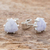Jade stud earrings, 'Trillium in Lilac' - Triangular Lilac Jade Earrings (image 2b) thumbail