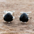 Jade stud earrings, 'Trillium in Black' - Natural Black Jade Stud Earrings (image 2) thumbail