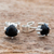 Jade stud earrings, 'Trillium in Black' - Natural Black Jade Stud Earrings (image 2b) thumbail