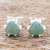 Jade stud earrings, 'Trillium in Green' - Green Jade Stud Earrings (image 2) thumbail
