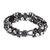Beaded wristband bracelet, 'Flower Harmony in Black' - Black and Grey Beaded Bracelet (image 2b) thumbail