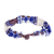 Beaded wristband bracelet, 'Flower Harmony in Lapis' - Blue and Purple Beaded Wristband Bracelet (image 2b) thumbail
