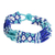 Beaded wristband bracelet, 'Flower Harmony in Blue' - Blue Glass Bead Bracelet (image 2a) thumbail