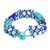 Beaded wristband bracelet, 'Flower Harmony in Blue' - Blue Glass Bead Bracelet (image 2b) thumbail