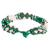 Beaded wristband bracelet, 'Flower Harmony in Green' - Green and White Beaded Bracelet (image 2b) thumbail