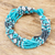 Beaded wristband bracelet, 'Flower Harmony in Sky' - Floral Motif Beaded Bracelet (image 2) thumbail
