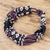 Beaded wristband bracelet, 'Flower Harmony in Plum' - Hand Beaded Glass Bracelet (image 2) thumbail